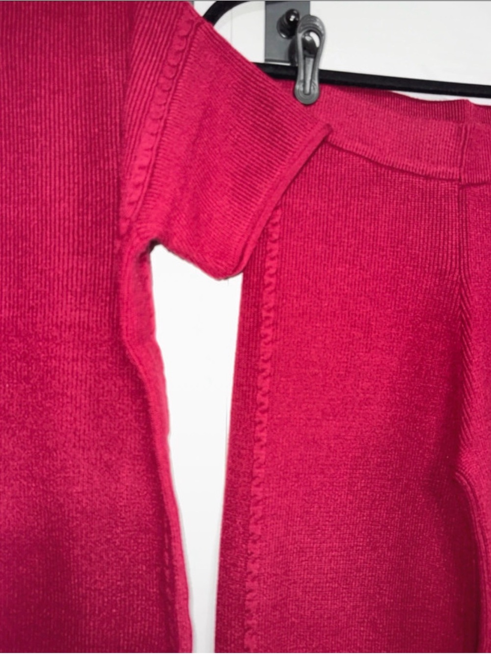 Zenana Outfitters Wide-Leg side cable Knit Pants & Top Set - Cabernet - Picture 3 of 4